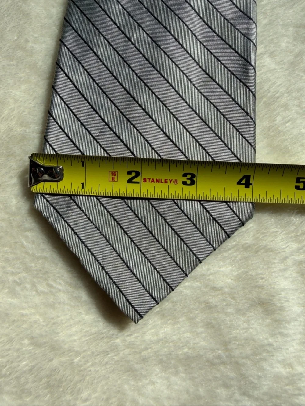 Innocenti Oro by Tom James‎ Men's Striped Silk Tie Gray Black Woven Classic Size